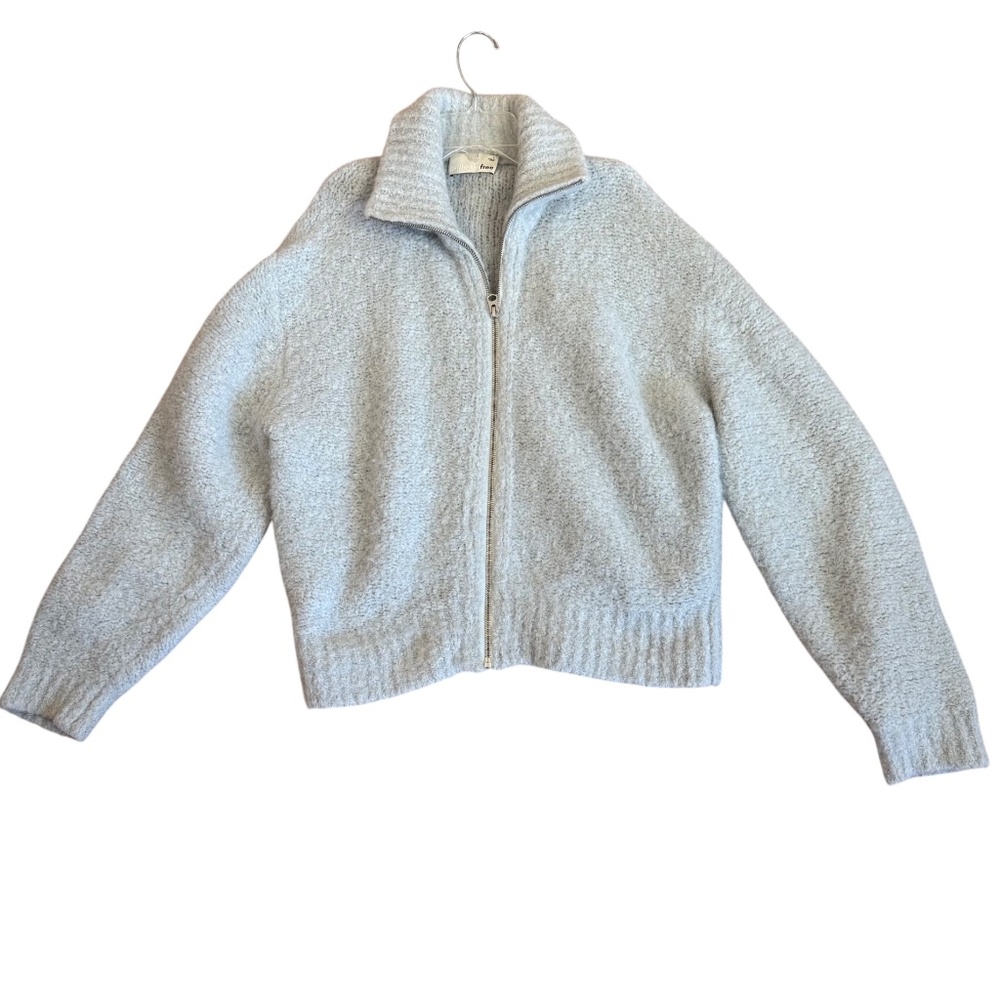 Aritzia Wilfred Free Blue Alpaca Merino Wool Full Zip Sweater Cardigan L - Picture 3 of 12